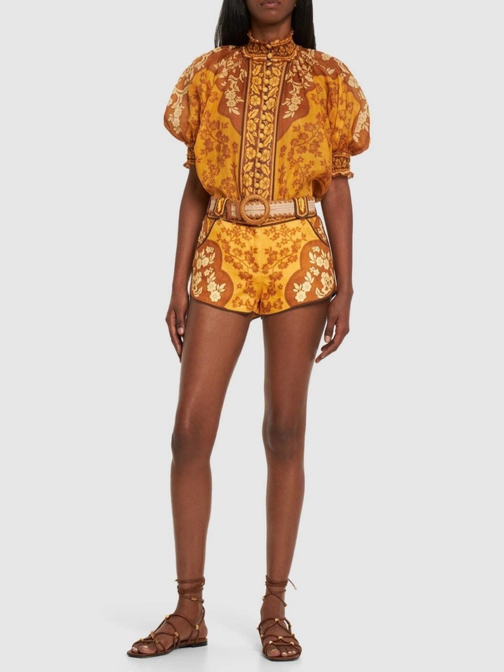 ZIMMERMANN Raie Floral Ramie blouse mustard - Picture 3 of 15